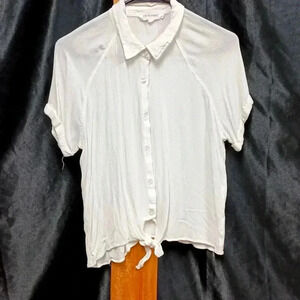 White dress shirt the button-up Crop Top